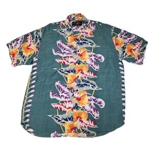 Vintage Tommy Bahama Nassau Original Hawaiian Shirt M Rayon Floral Hong Kong